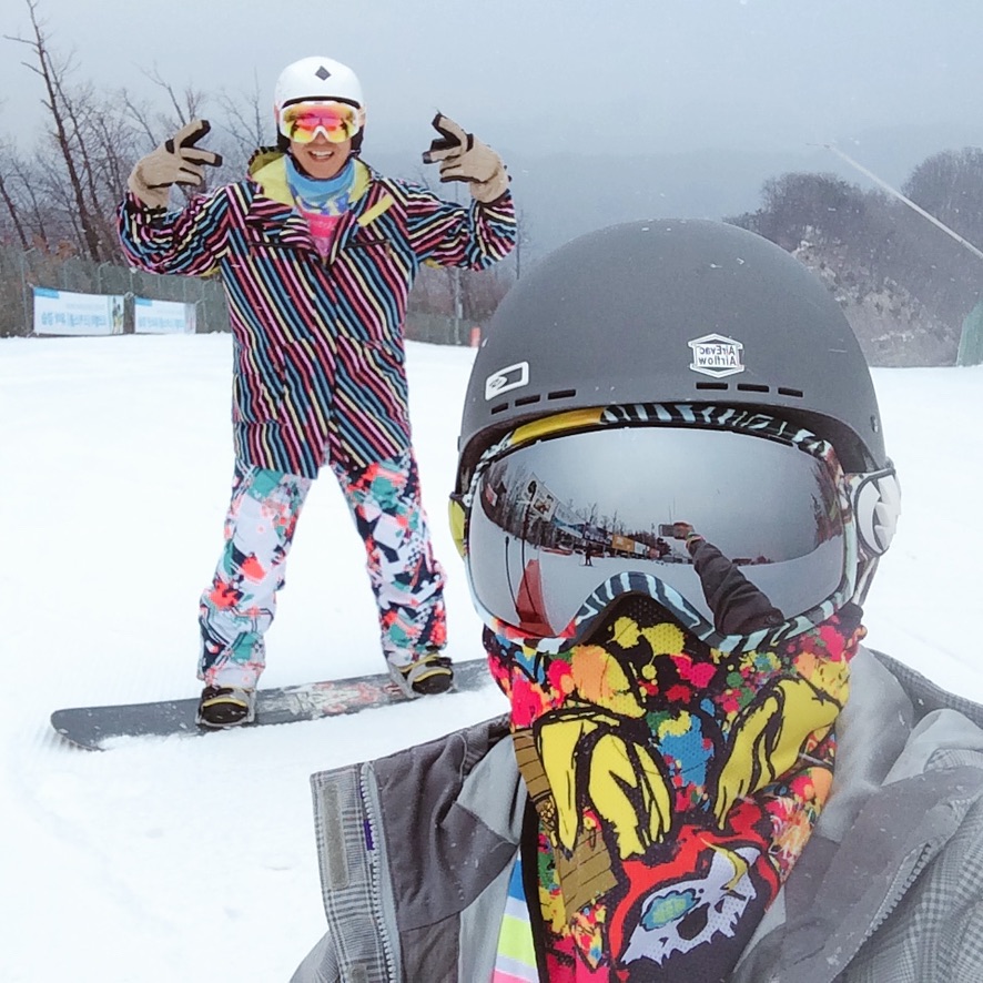 Snowboarding on Mountain Slopes